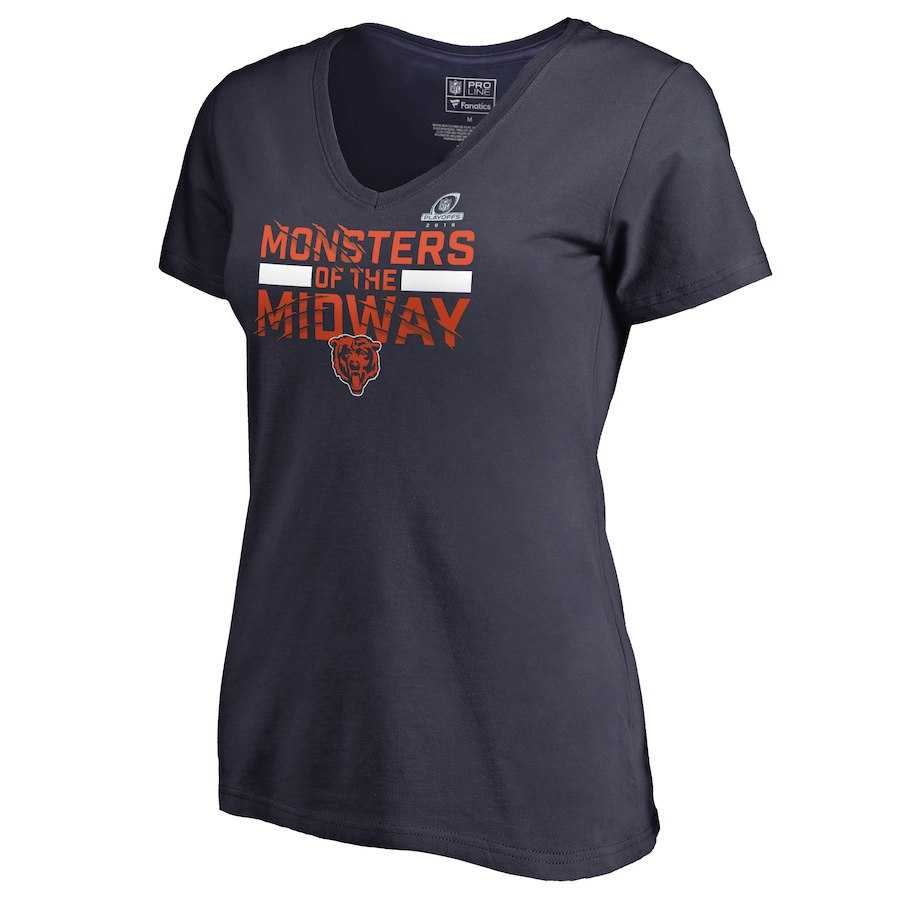Women Bears Navy 2018 NFL Playoffs Monsters Of The Midway T-Shirt,We sell and wholesale Women Bears Navy 2018 NFL Playoffs Monsters Of The Midway T-Shirt on line form chian!